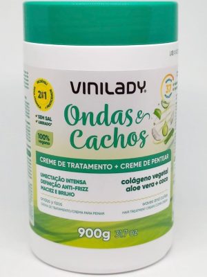 VINILADY ONDAS Y CACHOS CREMA DE TRATAMIENTO Y CREMA DE PEINAR 900G